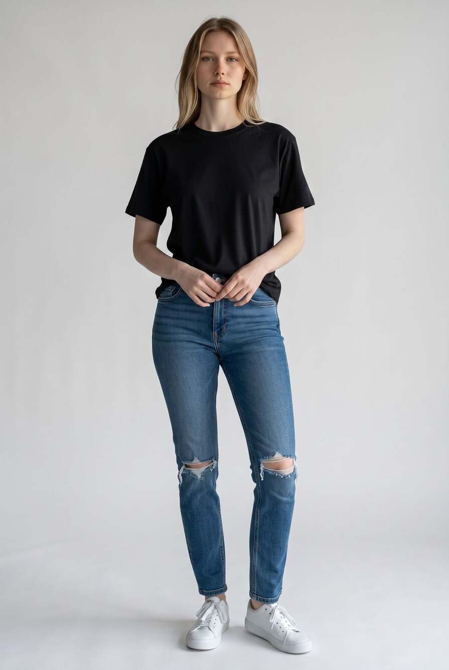 Abrand Jeans A 94 High Slim Jean in Ripped Vintage Blue Wash